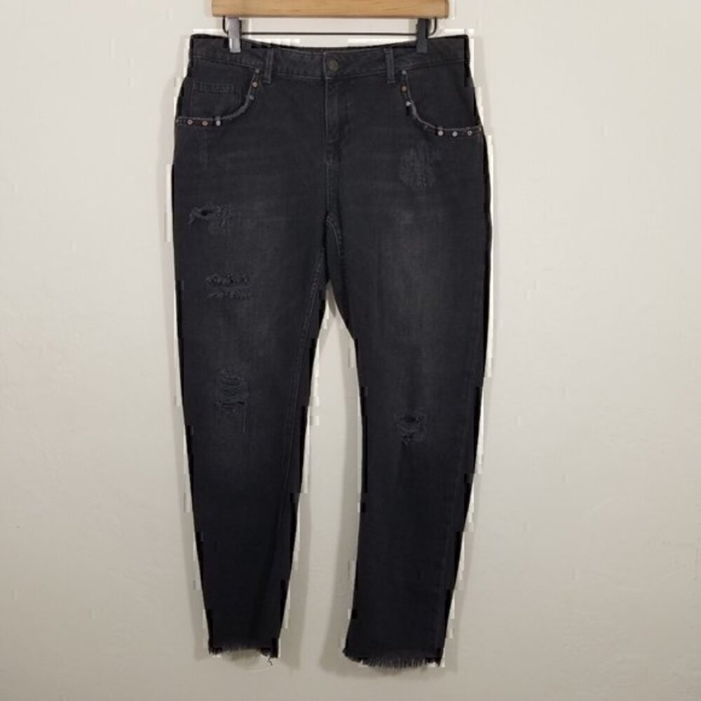 Zara Premium Distressed Raw Hem Frayed Hem Jeans Size 8